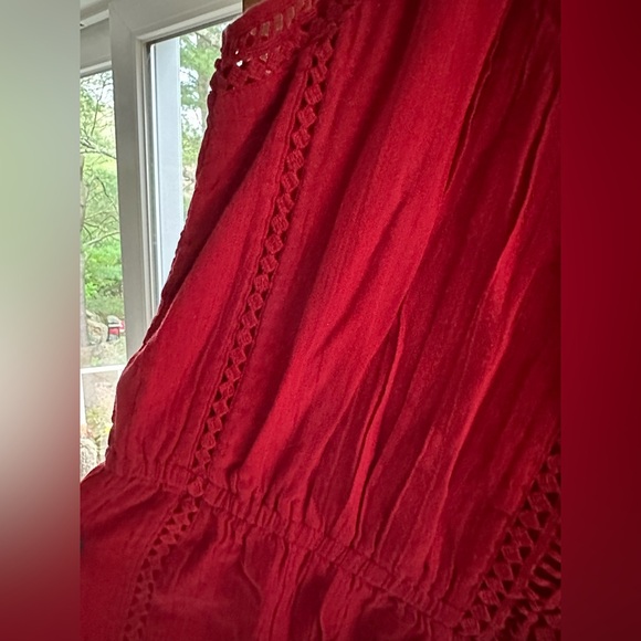 Joie red gauze, embroidered, midi dress, size large, NWT - Picture 10 of 12